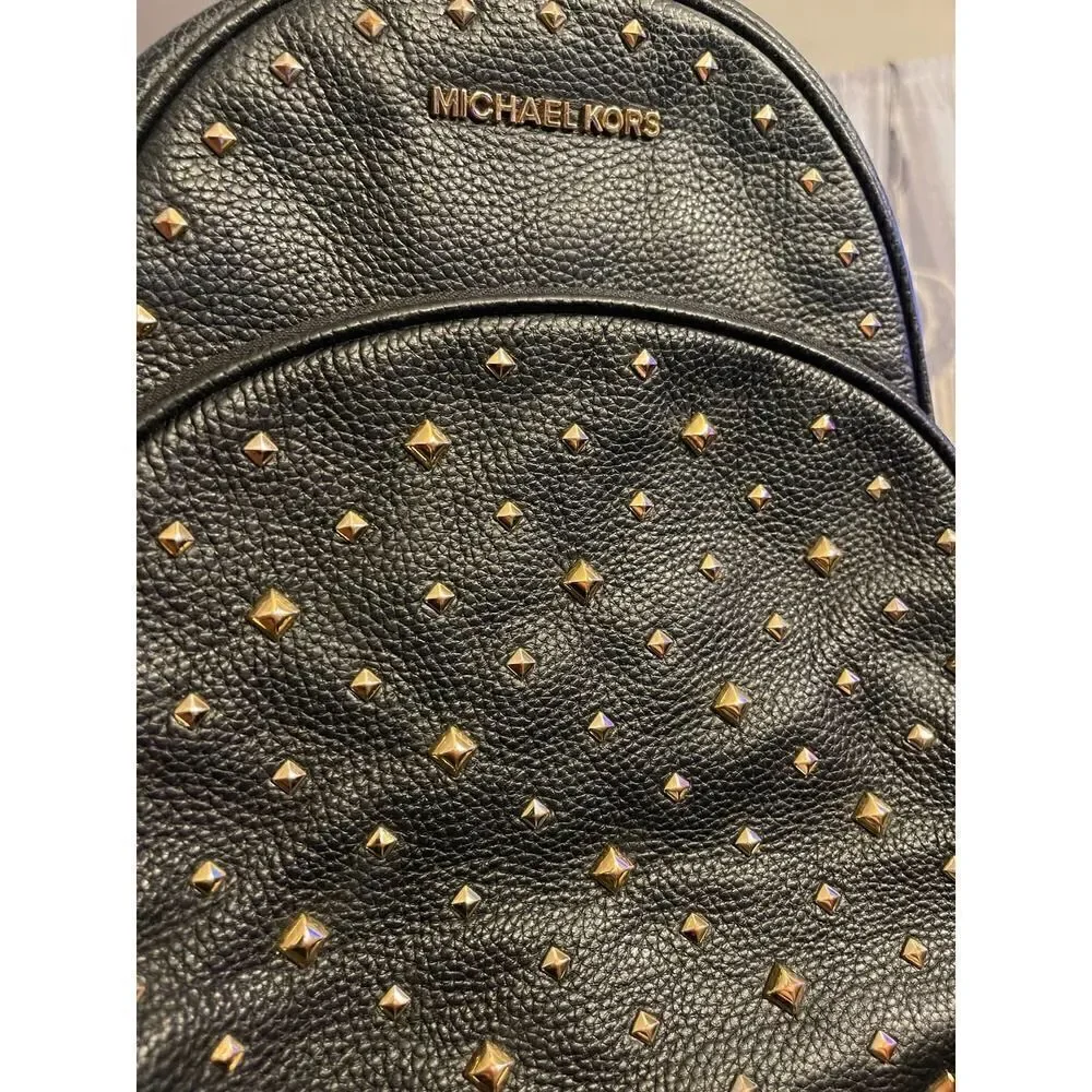 Michael kors mk abbey medium black leather stud backpack